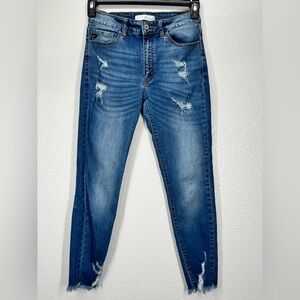 KanCan Distressed Skinny Ankle Blue Jeans Size 28 Style # SP1231-8